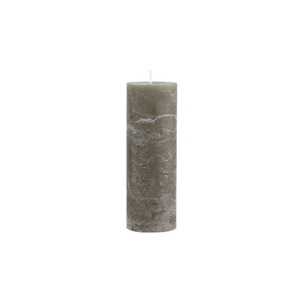 Bloklys oliven grn str. H20/7 cm Macon rustik  - brndetid 80 timer